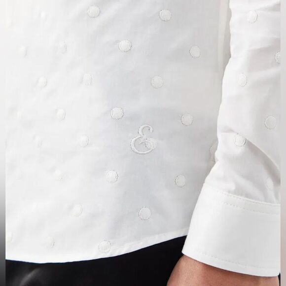 Erdem Stephen Embroidered Dots Long Sleeve Shirt White Medium - Picture 5 of 13
